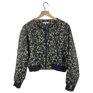 Tularosa Ditzy Floral Jacquard Crop Bomber Jacket Women's Small Revolve Preppy